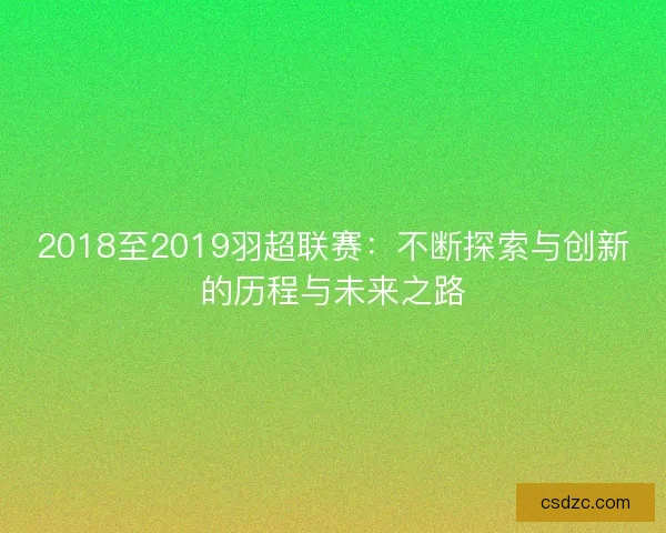 2018至2019羽超联赛：不断探索与创新的历程与未来之路