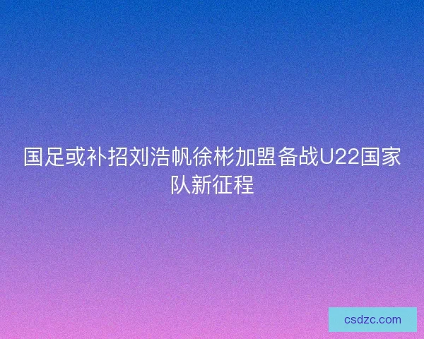 国足或补招刘浩帆徐彬加盟备战U22国家队新征程