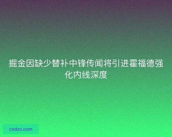 掘金因缺少替补中锋传闻将引进霍福德强化内线深度